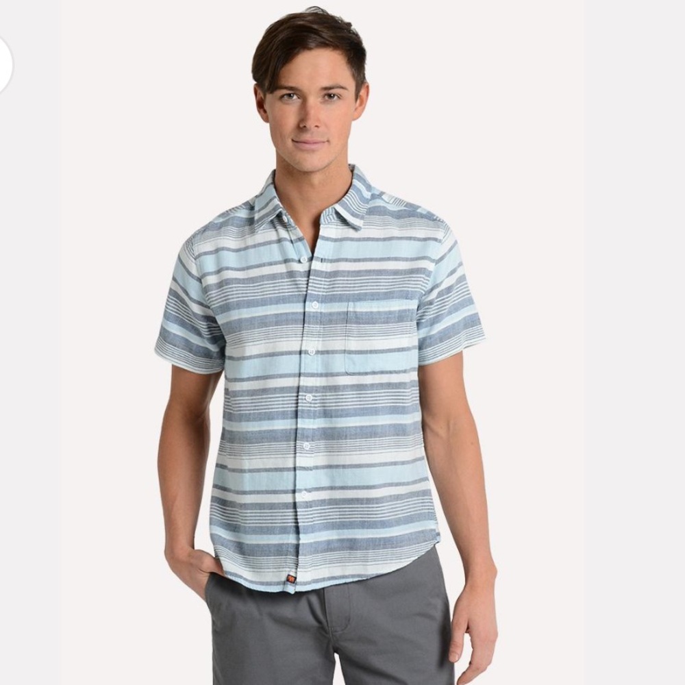 THE NORMAL BRAND
MEN'S FRESHWATER INDIGO SHORT SLEEVE BUTTON DOWN SHIRT large